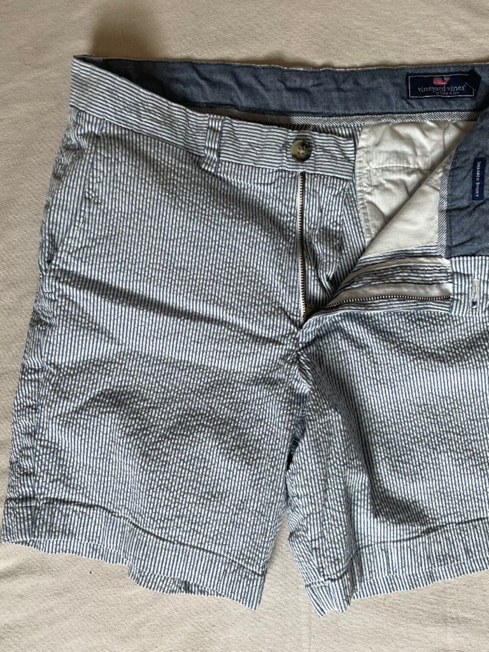 Vineyard Vines Blue and White Striped Seersucker Shorts